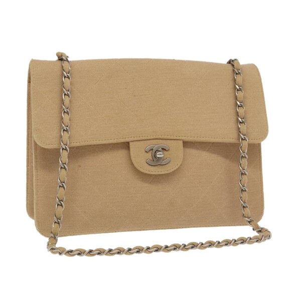 CHANEL Matelasse Chain Shoulder Bag Cotton Beige CC Auth yk15878 - Picture 1 of 16